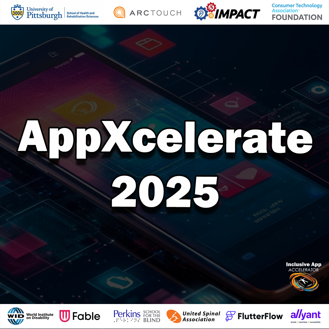 Graphic with the phrase AppXcelerate 2025 surrounded by small sponsorship logo graphics