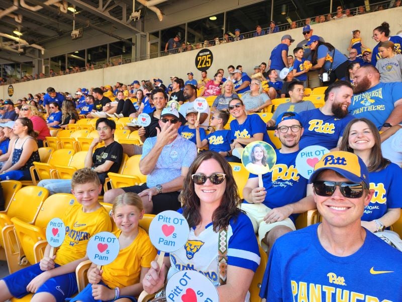 The Pitt football game crowd was filled with Toto’s friends and family supporting her recognition. 