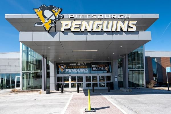 Front of a building for the Pittsburgh Penguins Hockey Faculity