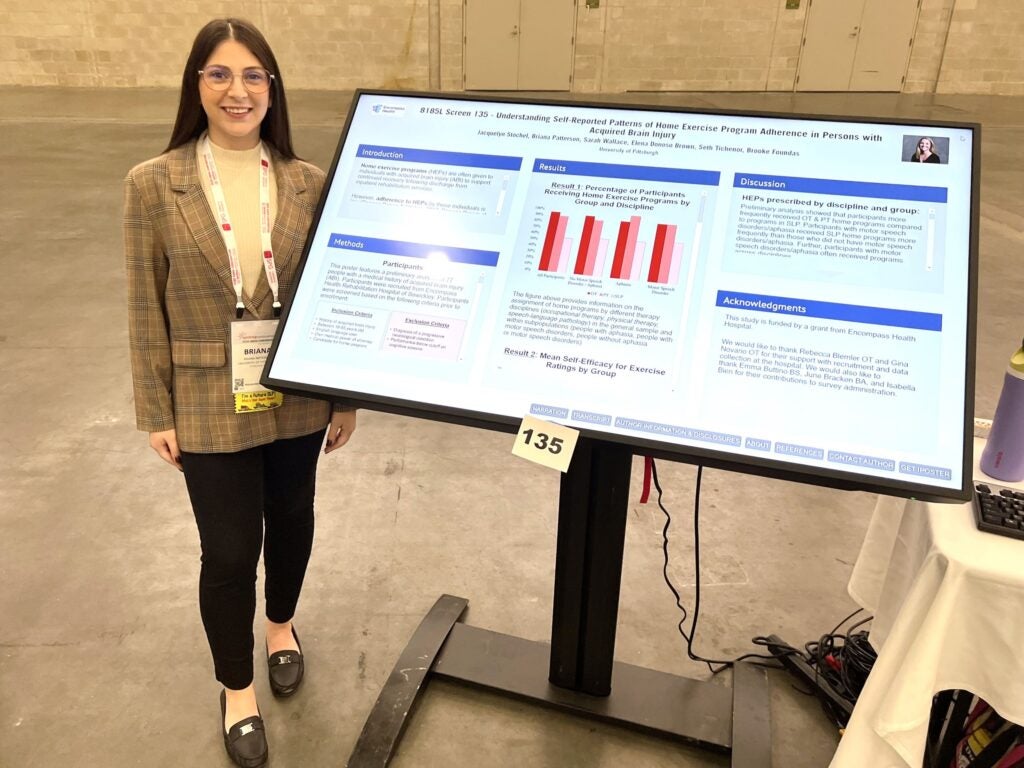 Patterson at the 2024 ASHA convention where she presented a research poster about a study she is working on in the Communication and Cognition Lab.