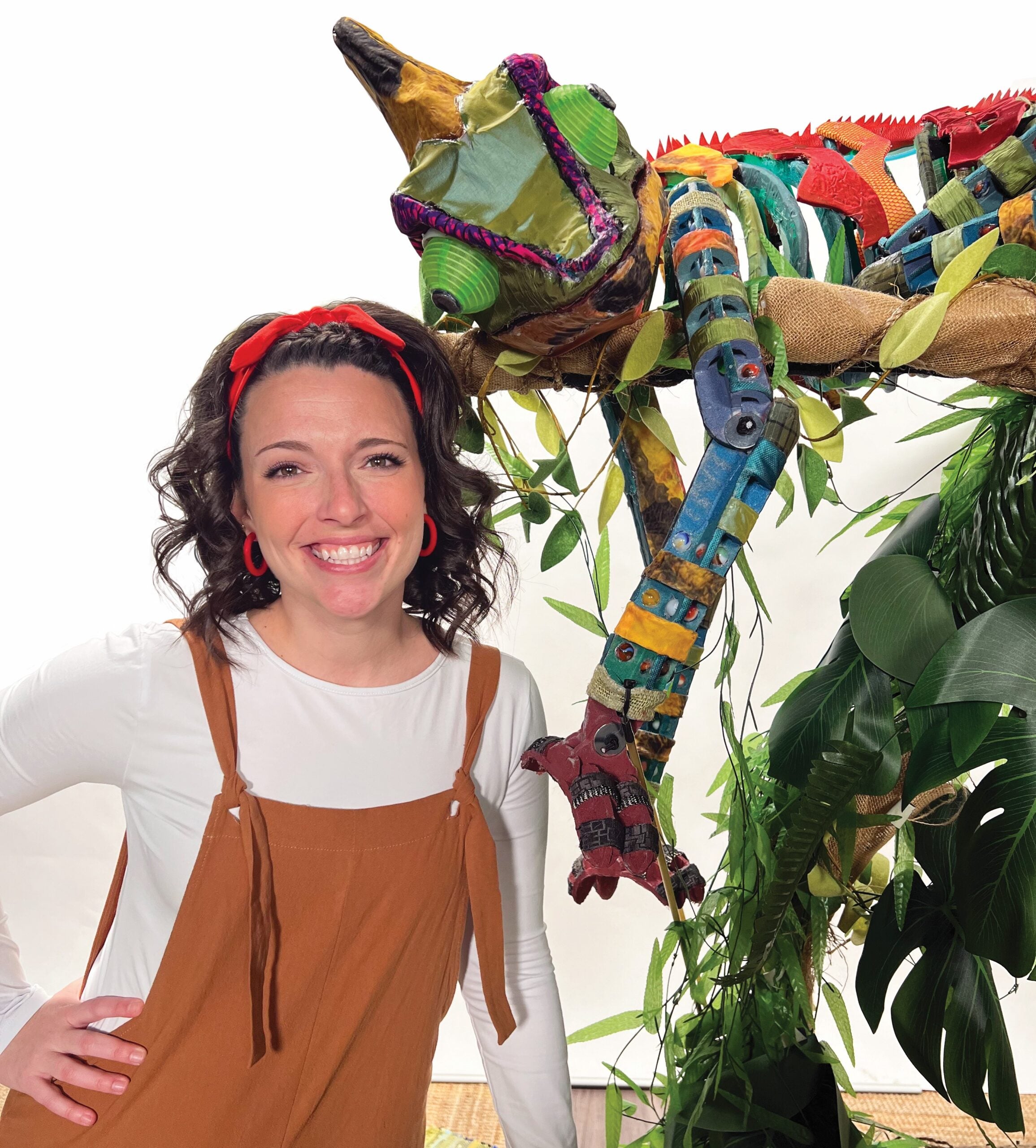 Katlyn Kohne and chameleon puppet, Cai, team up to teach children about emotions.