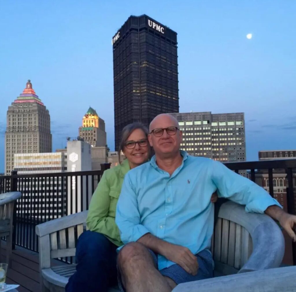 Joel Stevans and his wife enjoying a pleasant evening in downtown Pittsburgh.